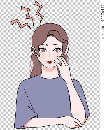 イライラするロングヘアの女性のイラスト イライラするロングヘアの女性のイラスト 92570432