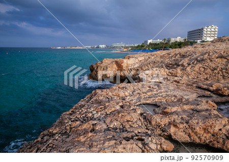 Coastal summer landscape of Ayia Napa town. Cyprus Coastal summer landscape of Ayia Napa town. Cyprus 92570909