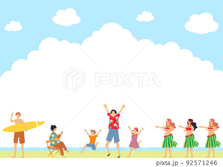 南国のビーチを楽しむ人達 92571246