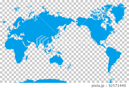 Blue world map, six continents, the Pacific Ocean 92571440