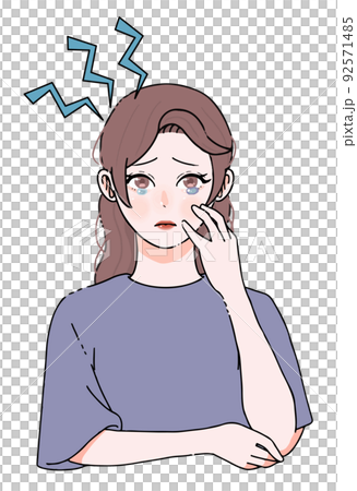 一位身體狀況不佳的長發婦女的插圖 一位身體狀況不佳的長發婦女的插圖 92571485