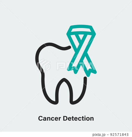 Cancer detection linear vector icon. Isolated outline picture of tooth and ribbon on light background Cancer detection linear vector icon. Isolated outline picture of tooth and ribbon on light background 92571843
