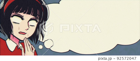 昭和テレビアニメ風の少女バナー・疑問ふきだし 92572047