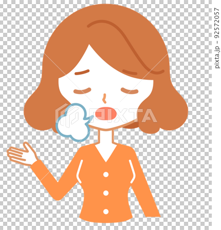 女角色上身舉右手嘆氣 女角色上身舉右手嘆氣 92572057