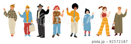 Diverse people waving hand Diverse people waving hand 92572187