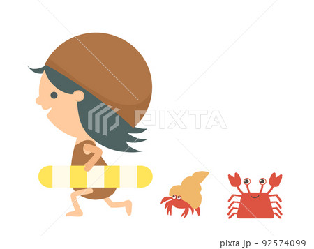 浮き輪を持って走る女の子のイラスト 浮き輪を持って走る女の子のイラスト 92574099