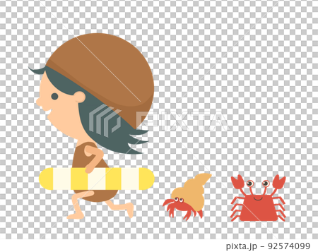 浮き輪を持って走る女の子のイラスト 浮き輪を持って走る女の子のイラスト 92574099