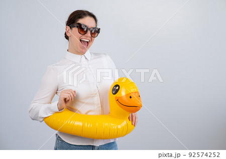 inflatable duck with sunglasses