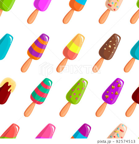 Seamless pattern with the vector cartoon ice-cream Seamless pattern with the vector cartoon ice-cream 92574513
