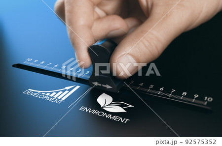 Balance between environmental protection and economic development. 92575352