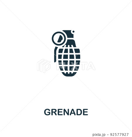 Grenade icon. Monochrome simple line Weapon icon for templates, web design and infographics 92577927