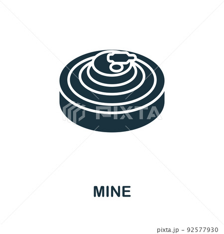 Mine icon. Monochrome simple line Weapon icon for templates, web design and infographics Mine icon. Monochrome simple line Weapon icon for templates, web design and infographics 92577930