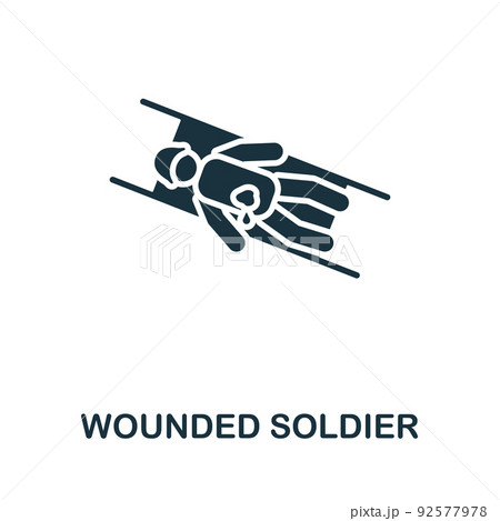 Wounded Soldier icon. Monochrome simple line War icon for templates, web design and infographics 92577978
