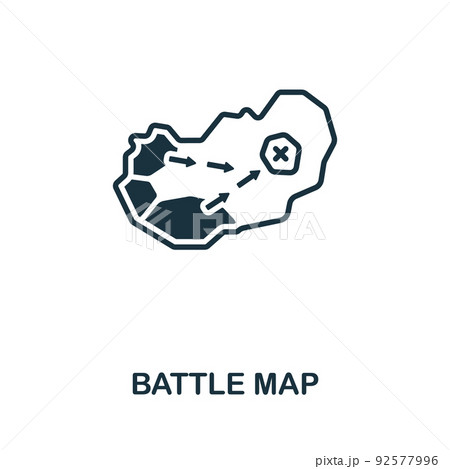 Battle Map icon. Monochrome simple line War icon for templates, web design and infographics 92577996