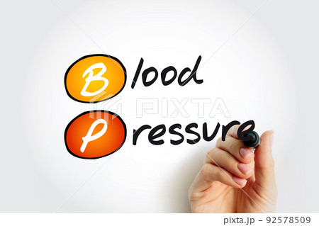 BP - Blood Pressure is the force of your blood pushing against the walls of your arteries, acronym text concept 92578509