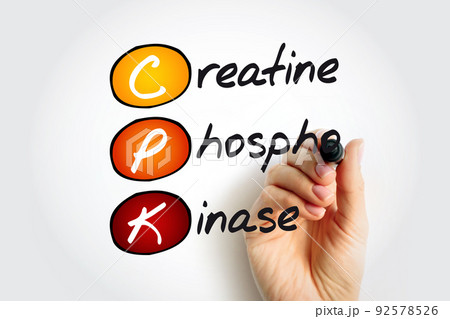 CPK Creatine Phosphokinase - enzyme expressed by various tissues and cell types, acronym text with marker CPK Creatine Phosphokinase - enzyme expressed by various tissues and cell types, acronym text with marker 92578526
