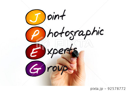 JPEG - Joint Photographic Experts Group acronym, concept background JPEG - Joint Photographic Experts Group acronym, concept background 92578772