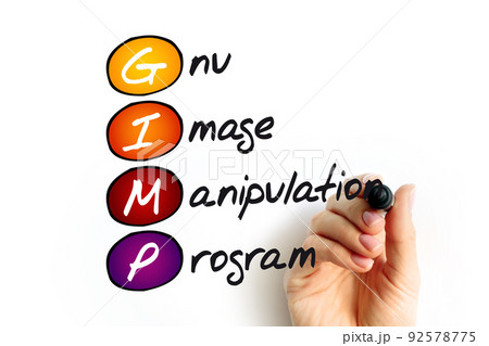 GIMP - Gnu Image Manipulation Program acronym, concept background GIMP - Gnu Image Manipulation Program acronym, concept background 92578775