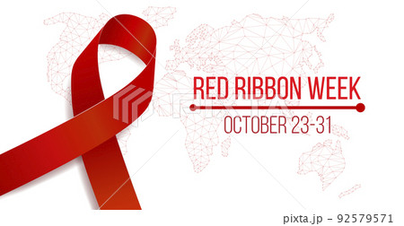 Red ribbon week concept. Banner with red ribbon...のイラスト素材 [92579571 ...
