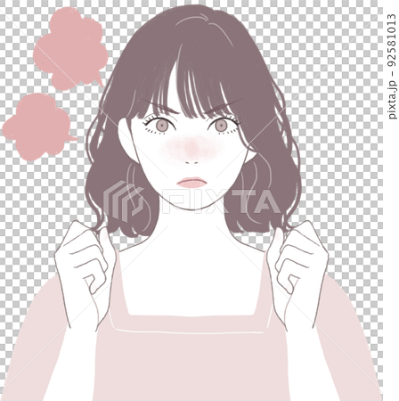 Angry Bob Cut (Perm) Cute Woman Guts Pose ver 92581013