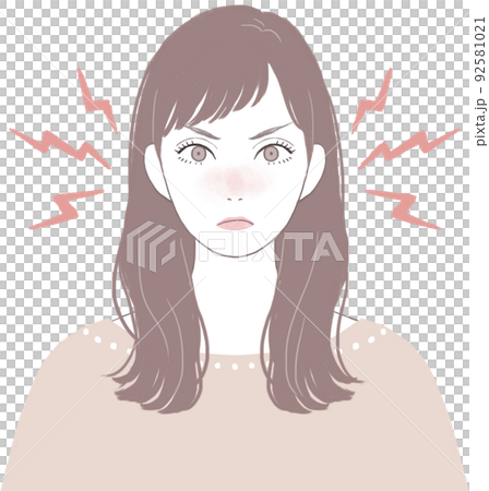 怒っているロングヘアのキレイな女性  92581021