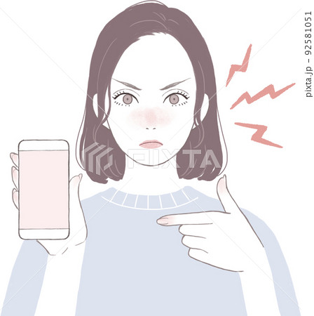 怒っているボブカット(ストレート)のキレイな女性 指差しver 怒っているボブカット(ストレート)のキレイな女性 指差しver 92581051