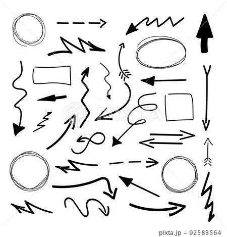 Vector doodle design elements. Hand drawn arrows, frames.Vector illustration 92583564