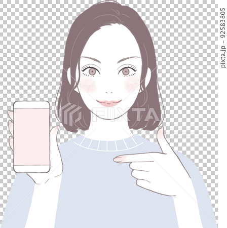 A beautiful woman with a motivated bob cut (straight) pointing ver A beautiful woman with a motivated bob cut (straight) pointing ver 92583805