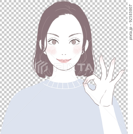 有動力的波波頭（直）OK姿勢ver的美麗女人 92583807