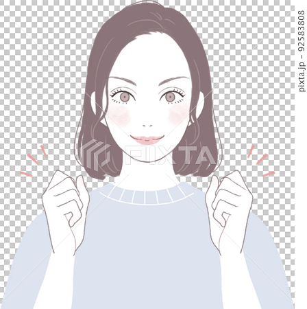 一個漂亮的女人，有一個積極的鮑勃剪（直）Gutspose ver 92583808