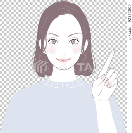 A beautiful woman with a motivated bob cut (straight) pointing ver 92583809