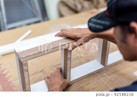 和室　リフォーム　棚作り 92586216