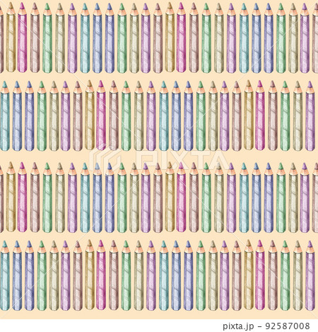 Watercolor pattern back to school with colored pencils 92587008