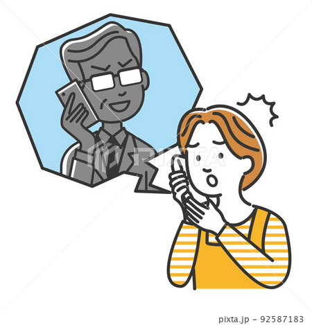 悪質業者や電話詐欺に騙される主婦のイラスト 悪質業者や電話詐欺に騙される主婦のイラスト 92587183