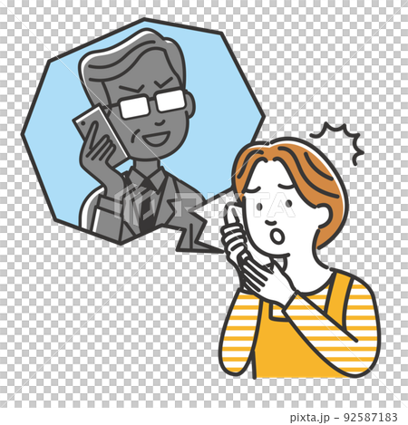 悪質業者や電話詐欺に騙される主婦のイラスト 悪質業者や電話詐欺に騙される主婦のイラスト 92587183