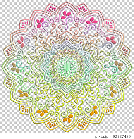 マンダラアート(七色、エンボス、植物) マンダラアート(七色、エンボス、植物) 92587489