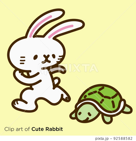 ウサギのキャラクターイラストシリーズ ウサギと亀の競争 のイラスト素材 9255