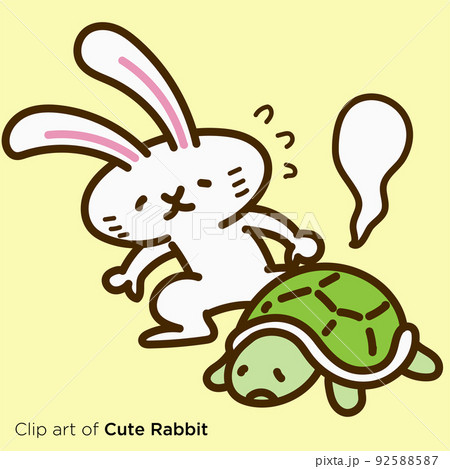 ウサギのキャラクターイラストシリーズ　「亀を気遣うウサギ」 92588587