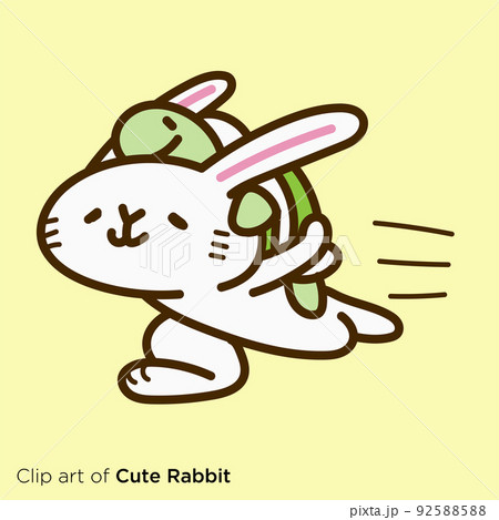 ウサギのキャラクターイラストシリーズ 亀を背負って走るウサギ のイラスト素材 9255