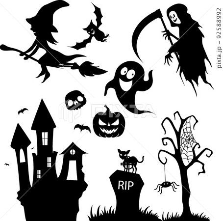 Cute Halloween icon collection set 92588992