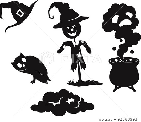 Cute Halloween icon collection set Cute Halloween icon collection set 92588993