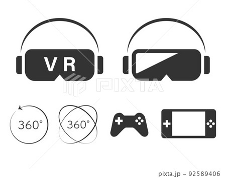 VRゲームのヘッドセットアイコンイラストセット 92589406