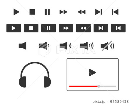 オーディオスピーカーのアイコンイラストセット オーディオスピーカーのアイコンイラストセット 92589438
