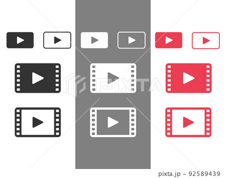 ムービー再生のアイコンイラストセット ムービー再生のアイコンイラストセット 92589439