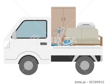 不用品を積んだ横向きの軽トラック2 不用品を積んだ横向きの軽トラック2 92589912