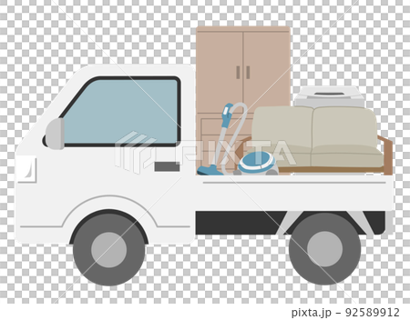 不用品を積んだ横向きの軽トラック2 不用品を積んだ横向きの軽トラック2 92589912