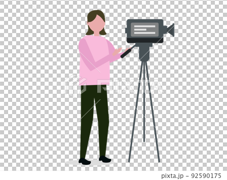 女人拍攝視頻視頻人像相機三腳架插圖 92590175