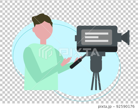 Male video camera video person shooting camera tripod illustration Male video camera video person shooting camera tripod illustration 92590176