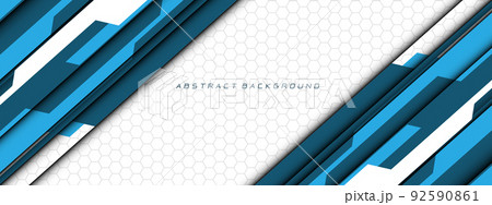 Abstract blue white cyber circuit futuristic technology geometric on grey hexagon mesh design modern background vector 92590861