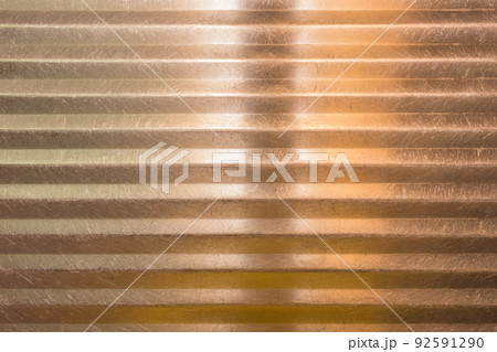 Corrugated Grey Metal Silver Pattern Steel White Texture Iron Background With Sunlight Orange Glare Bright 92591290